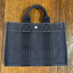 Hermes Deauville PM Tout Navy Stripe Canvas Tote